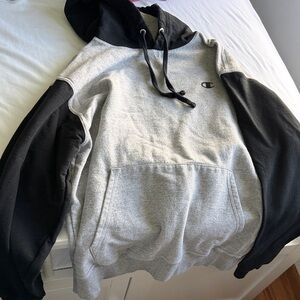 Champion color block Black and Gray Hoodie